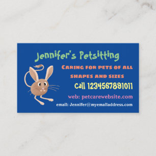 Cute long eared jerboa cartoon illustration business card