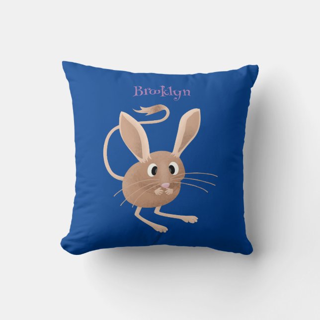 Cute long eared jerboa cartoon illustration cushion (Front)