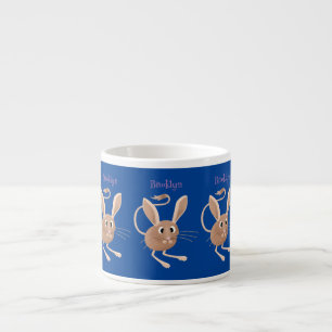 Cute long eared jerboa cartoon illustration espresso cup
