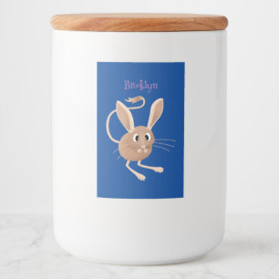 Cute long eared jerboa cartoon illustration food label