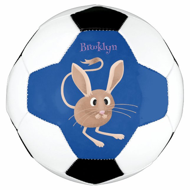 Cute long eared jerboa cartoon illustration football (Front)