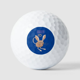 Cute long eared jerboa cartoon illustration golf balls