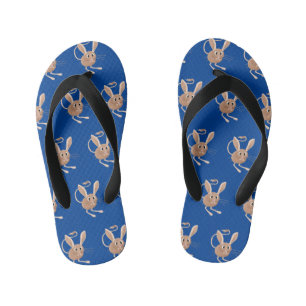 Cute long eared jerboa cartoon illustration kid's flip flops