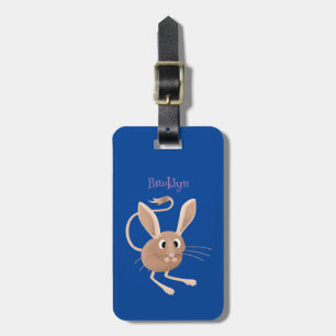 Cute long eared jerboa cartoon illustration luggage tag