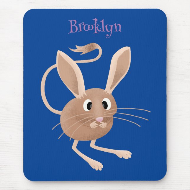 Cute long eared jerboa cartoon illustration mouse mat (Front)