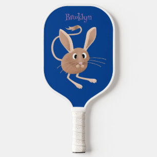 Cute long eared jerboa cartoon illustration pickleball paddle