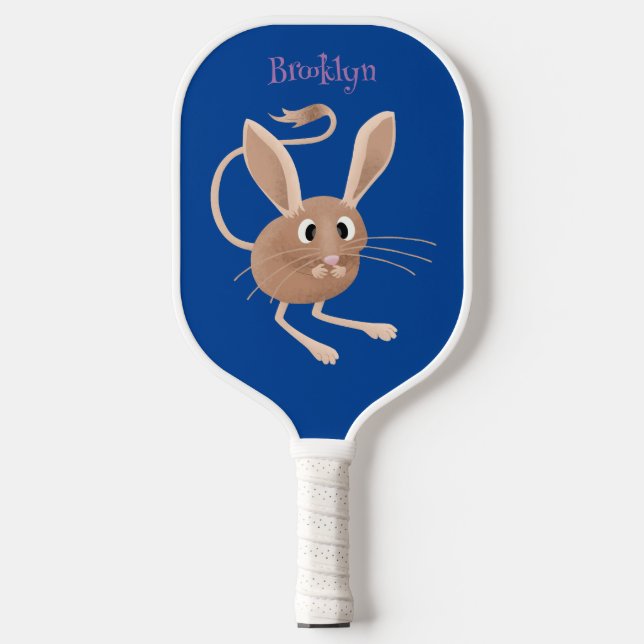 Cute long eared jerboa cartoon illustration pickleball paddle (Front)