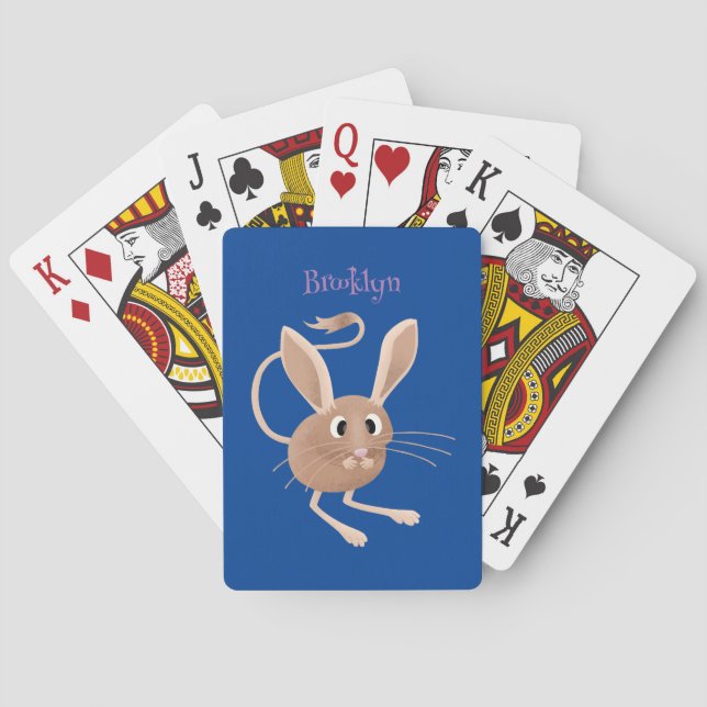 Cute long eared jerboa cartoon illustration playing cards (Back)