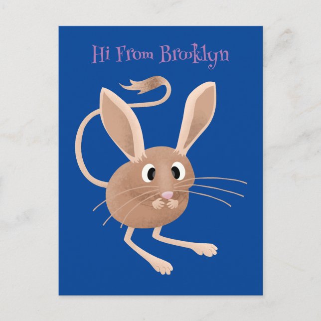 Cute long eared jerboa cartoon illustration postcard (Front)