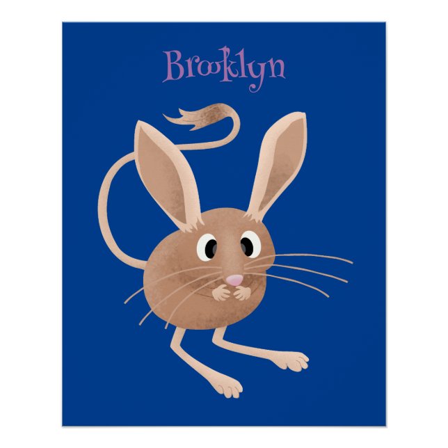 Cute long eared jerboa cartoon illustration poster (Front)