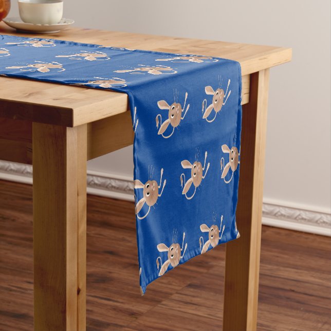 Cute long eared jerboa cartoon illustration short table runner (In Situ)