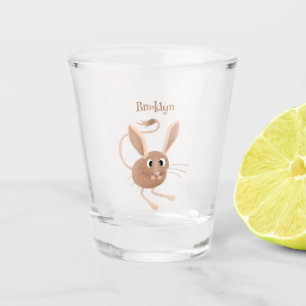 Cute long eared jerboa cartoon illustration shot glass