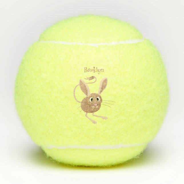 Cute long eared jerboa cartoon illustration tennis balls (Front)