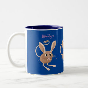 Cute long eared jerboa cartoon illustration Two-Tone coffee mug
