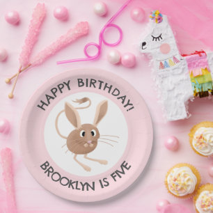 Cute long eared jerboa personalised birthday paper plate