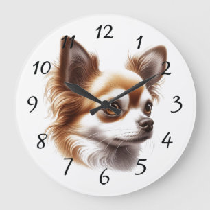 Cute Long Hair Chihuahua Puppy Mug Large Clock