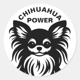Cute long-haired Chihuahua cartoon Classic Round Sticker