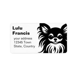 Cute long-haired Chihuahua cartoon Label
