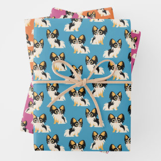 Cute Long-Haired Chihuahuas Wrapping Paper Sheet