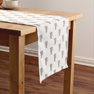 Cute Long Haired Dachshund Sausage Dog Short Table Runner