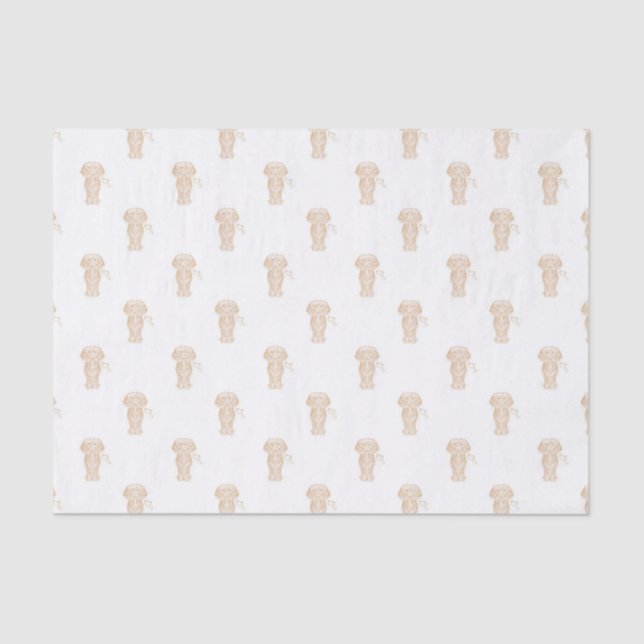 Cute Long Haired Dachshund Sausage Dog Tissue Paper (Front)