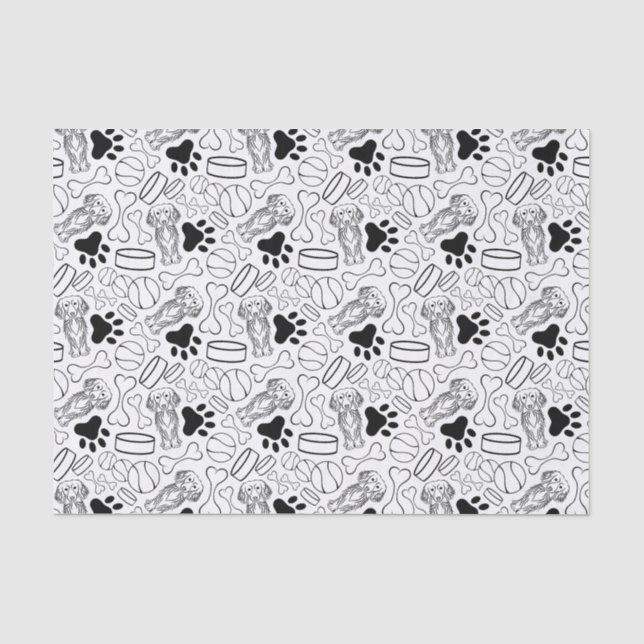 Cute Long Haired Dachshund Sausage Dog Tissue Paper (Front)