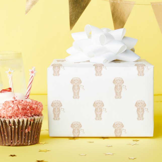 Cute Long Haired Dachshund Sausage Dog Wrapping Paper (Birthday Party)