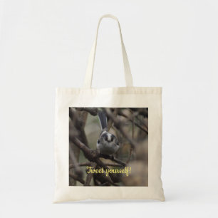 Cute long tailed tit bird tweet yourself tote bag