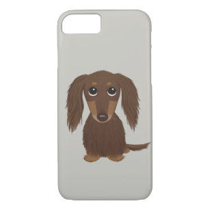 Cute Longhaired Chocolate Brown Dachshund Case-Mate iPhone Case