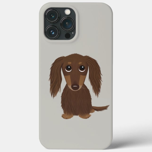 Cute Longhaired Chocolate Brown Dachshund Case-Mate iPhone Case (Back)