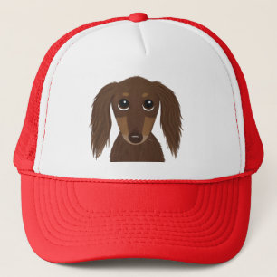 Cute Longhaired Chocolate Brown Dachshund Dog Trucker Hat