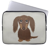 Cute Longhaired Chocolate Brown Dachshund