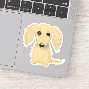 Cute Longhaired Cream Dachshund Cartoon