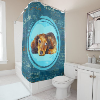 Cute Longhaired Dachshund Puppy Shower Curtain