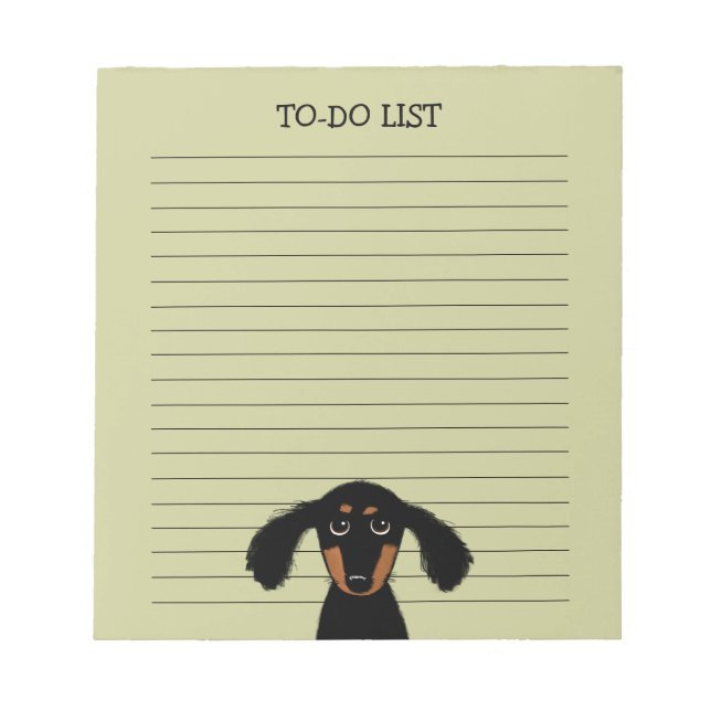 Cute Longhaired Dachshund Puppy Wiener Dog Lined Notepad (Front)