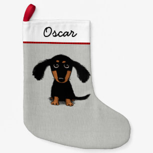 Cute Longhaired Dachshund Puppy Wiener Dog Xmas Small Christmas Stocking