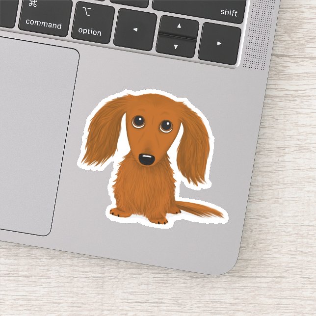 Cute Longhaired Red Dachshund Cartoon Dog (Detail)