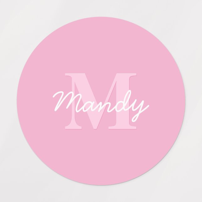 Cute Looking Cursive Name & Monogram | Pink (Design 1)
