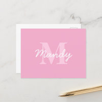 Cute Looking Cursive Name & Monogram | Pink