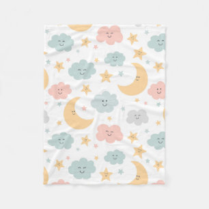 Cute Looking in the Sky Pattern Fleece Blanket