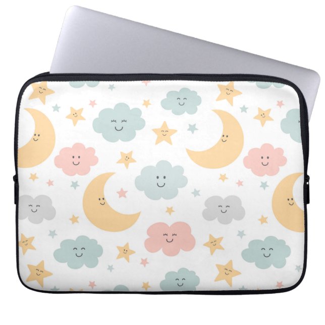 Cute Looking  in the Sky Pattern Laptop Sleeve (Front)
