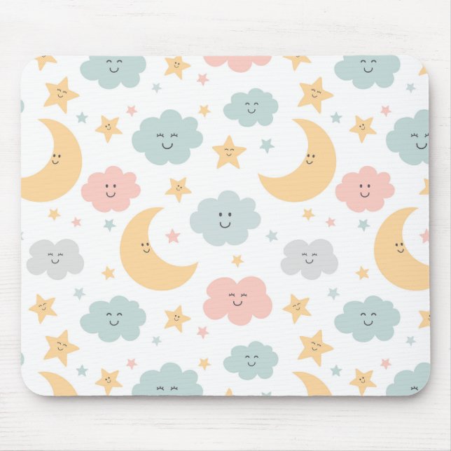 Cute Looking  in the Sky Pattern Mouse Mat (Front)