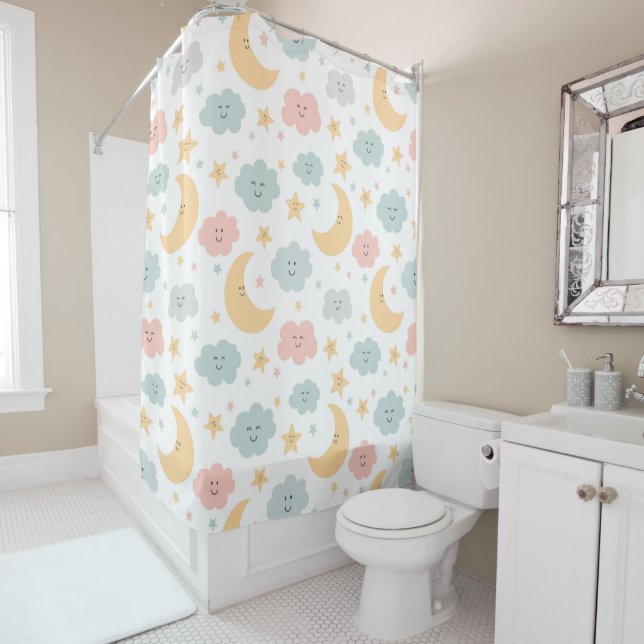 Cute Looking  in the Sky Pattern Shower Curtain (In Situ)