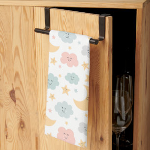 Cute Looking  in the Sky Pattern Tea Towel