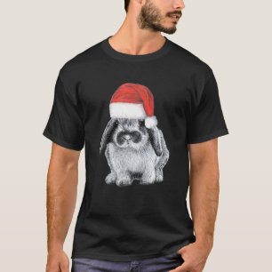 Cute Lop Eared Bunny Rabbit Wearing Christmas Sant T-Shirt