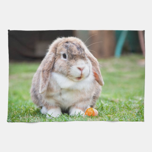 Cute lop-eared rabbit   tea towel (Horizontal)