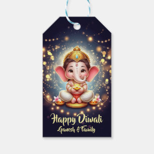 Cute Lord Ganesh Diwali Gift Tags