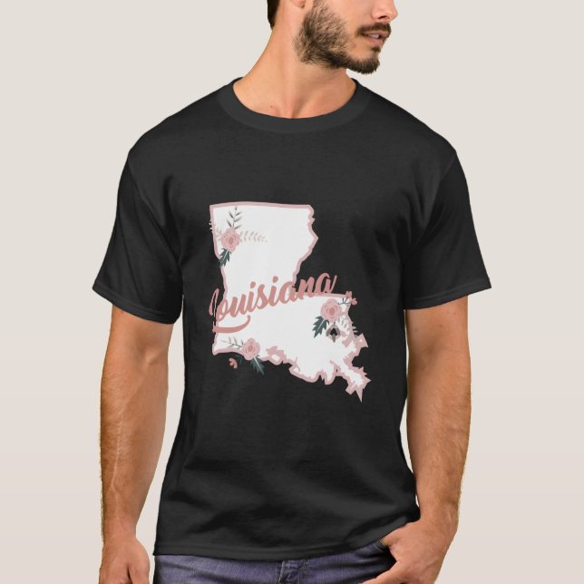 Cute Louisiana State Floral Rose T-Shirt (Front)