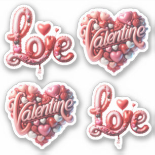 Cute Love 3d Red Hearts Valentines Day Stickers