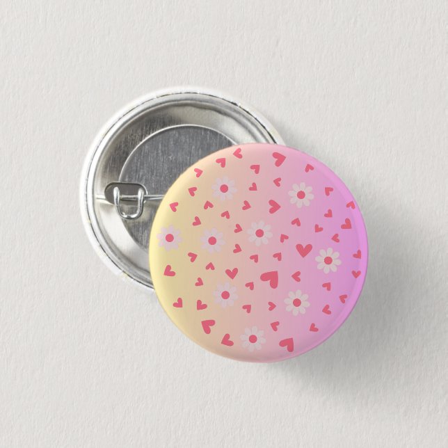 Cute Love and Flowers Pattern 3 Cm Round Badge (Front & Back)